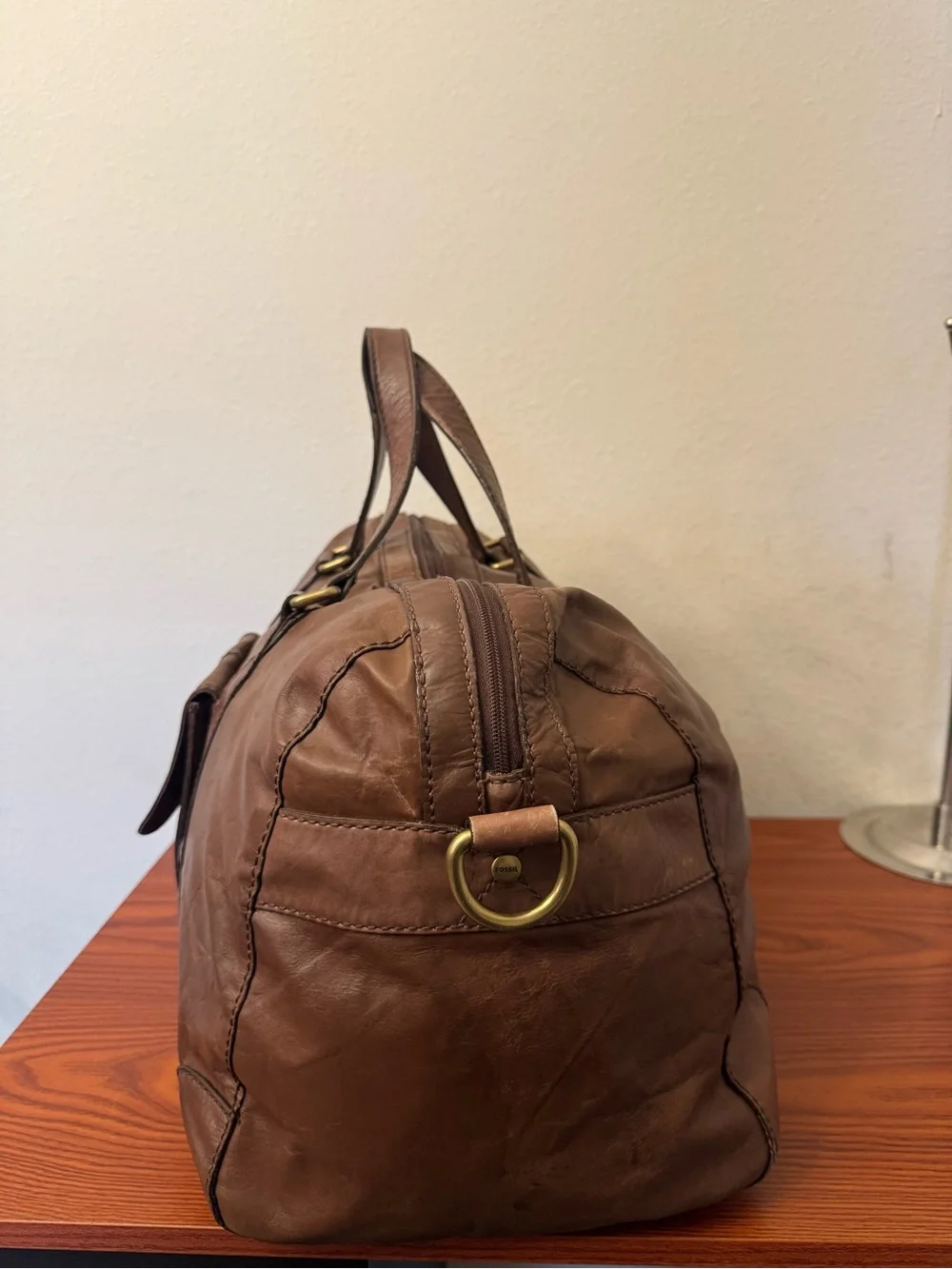 Fossil Brown Leather Duffel Bag
